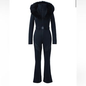 NWT Mackage Elle Belted Shearling-Trimmed Shell Ski Suit